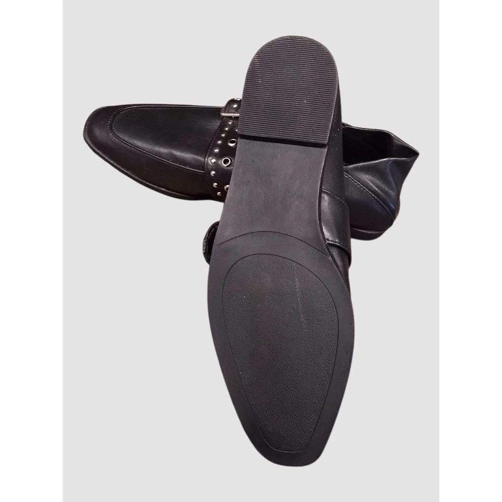 Vintage Havana Maureen Black Leather Studded Buckle Slip On Loafers Shoes Sz 7.5
